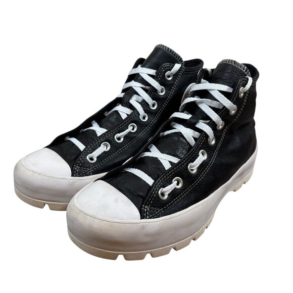 Converse Leather All Star Lugged Black Platform Sneakers - Picture 5 of 9